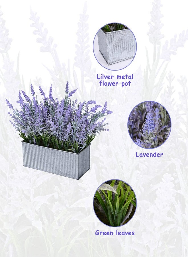 Vlorart Artificial Lavender Decor, Fake Lavender Plant in Decorative Silver Metal Pots, Faux Lavender Plant Artificial Flowers for Farmhouse Home Decor Office Bathroom Desk Room Indoor Outdoor - Image 3